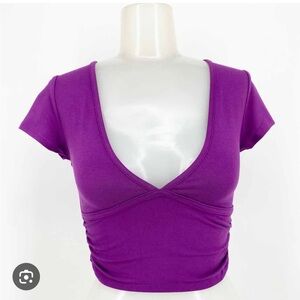Garage Gabriella Purple Crop V-Neck